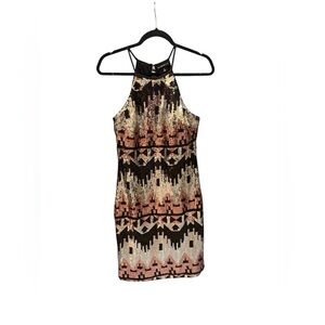 My Michelle Geometric Sequin Mini Dress - Black, Gold, Pink